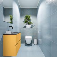 MONDIAZ ADA Toiletmeubel 60x30x50cm met 0 kraangaten 2 lades ocher mat Wastafel Lex rechts Solid Surface Zwart FK75342212