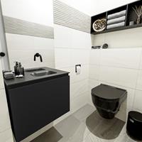 MONDIAZ OLAN Toiletmeubel 60x30x40cm met 0 kraangaten 1 lades urban mat Wastafel Lex rechts Solid Surface Zwart FK75342792