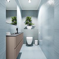 MONDIAZ ADA Toiletmeubel 120x30x50cm met 1 kraangaten 2 lades smoke mat Wastafel Lex midden Solid Surface Zwart FK75342167