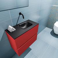 MONDIAZ ADA Toiletmeubel 60x30x50cm met 0 kraangaten 2 lades fire mat Wastafel Lex rechts Solid Surface Zwart FK75342241