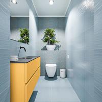 MONDIAZ ADA Toiletmeubel 120x30x50cm met 0 kraangaten 2 lades ocher mat Wastafel Lex midden Solid Surface Zwart FK75342226