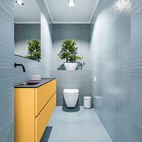 MONDIAZ ADA Toiletmeubel 120x30x50cm met 0 kraangaten 2 lades ocher mat Wastafel Lex links Solid Surface Zwart FK75342228