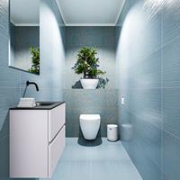 MONDIAZ ADA Toiletmeubel 60x30x50cm met 0 kraangaten 2 lades cale mat Wastafel Lex midden Solid Surface Zwart FK75342295