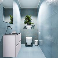 MONDIAZ ADA Toiletmeubel 60x30x50cm met 0 kraangaten 2 lades cale mat Wastafel Lex links Solid Surface Zwart FK75342297