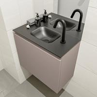 MONDIAZ OLAN Toiletmeubel 60x30x40cm met 1 kraangaten 1 lades smoke mat Wastafel Lex midden Solid Surface Zwart FK75342845