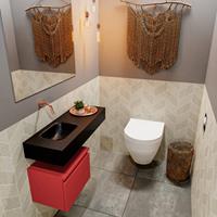 MONDIAZ ANDOR Toiletmeubel 80x30x30cm met 0 kraangaten 1 lades fire mat Wastafel Lex links Solid Surface Zwart FK75344014