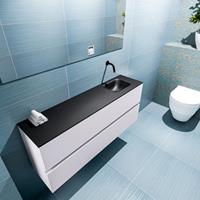 MONDIAZ ADA Toiletmeubel 120x30x50cm met 0 kraangaten 2 lades cale mat Wastafel Lex rechts Solid Surface Zwart FK75342317