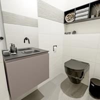 MONDIAZ OLAN Toiletmeubel 60x30x40cm met 0 kraangaten 1 lades smoke mat Wastafel Lex rechts Solid Surface Zwart FK75342850