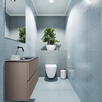 MONDIAZ ADA Toiletmeubel 80x30x50cm met 0 kraangaten 2 lades smoke mat Wastafel Lex midden Solid Surface Zwart FK75342156