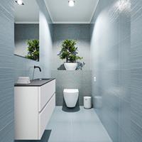 MONDIAZ ADA Toiletmeubel 100x30x50cm met 0 kraangaten 2 lades talc mat Wastafel Lex rechts Solid Surface Zwart FK75342079