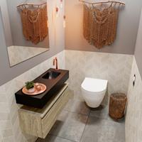 MONDIAZ ANDOR Toiletmeubel 80x30x30cm met 1 kraangaten 1 lades light brown grey mat Wastafel Lex rechts Solid Surface Zwart FK75343783