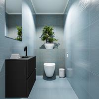 MONDIAZ ADA Toiletmeubel 60x30x50cm met 1 kraangaten 2 lades urban mat Wastafel Lex midden Solid Surface Zwart FK75342091