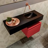 MONDIAZ ANDOR Toiletmeubel 80x30x30cm met 0 kraangaten 1 lades fire mat Wastafel Lex rechts Solid Surface Zwart FK75344016