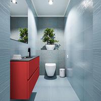 MONDIAZ ADA Toiletmeubel 100x30x50cm met 1 kraangaten 2 lades fire mat Wastafel Lex midden Solid Surface Zwart FK75342248