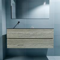 MONDIAZ ADA Toiletmeubel 120x30x50cm met 0 kraangaten 2 lades light brown grey mat Wastafel Lex links Solid Surface Zwart FK75342402