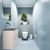 MONDIAZ ADA Toiletmeubel 60x30x50cm met 0 kraangaten 2 lades linen mat Wastafel Lex links Solid Surface Zwart FK75342268