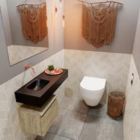 MONDIAZ ANDOR Toiletmeubel 80x30x30cm met 0 kraangaten 1 lades light brown grey mat Wastafel Lex links Solid Surface Zwart FK75344074