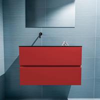 MONDIAZ ADA Toiletmeubel 80x30x50cm met 0 kraangaten 2 lades fire mat Wastafel Lex links Solid Surface Zwart FK75342245