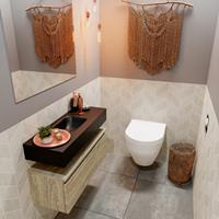 MONDIAZ ANDOR Toiletmeubel 80x30x30cm met 1 kraangaten 1 lades light brown grey mat Wastafel Lex midden Solid Surface Zwart FK75343779