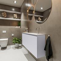 MONDIAZ TURE Toiletmeubel 120x23x50cm met 0 kraangaten 2 deuren cale mat Wastafel Eden rechts Solid Surface Wit FK75341270