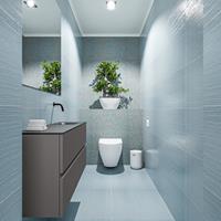 MONDIAZ ADA Toiletmeubel 100x30x50cm met 0 kraangaten 2 lades dark grey mat Wastafel Lex rechts Solid Surface Zwart FK75342137