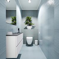 MONDIAZ ADA Toiletmeubel 100x30x50cm met 1 kraangaten 2 lades talc mat Wastafel Lex rechts Solid Surface Zwart FK75342078