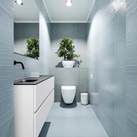 MONDIAZ ADA Toiletmeubel 120x30x50cm met 0 kraangaten 2 lades talc mat Wastafel Lex links Solid Surface Zwart FK75342083