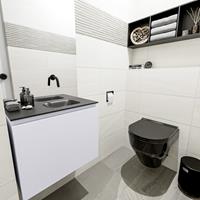 MONDIAZ OLAN Toiletmeubel 60x30x40cm met 0 kraangaten 1 lades cale mat Wastafel Lex rechts Solid Surface Zwart FK75342995