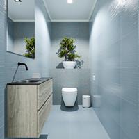 MONDIAZ ADA Toiletmeubel 80x30x50cm met 0 kraangaten 2 lades light brown grey mat Wastafel Lex links Solid Surface Zwart FK75342390