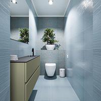 MONDIAZ ADA Toiletmeubel 120x30x50cm met 1 kraangaten 2 lades army mat Wastafel Lex rechts Solid Surface Zwart FK75342200