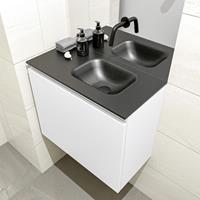 MONDIAZ OLAN Toiletmeubel 60x30x40cm met 0 kraangaten 1 lades talc mat Wastafel Lex rechts Solid Surface Zwart FK75342763