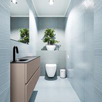 MONDIAZ ADA Toiletmeubel 120x30x50cm met 1 kraangaten 2 lades smoke mat Wastafel Lex links Solid Surface Zwart FK75342169