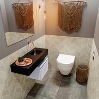 MONDIAZ ANDOR Toiletmeubel 80x30x30cm met 0 kraangaten 1 lades cale mat Wastafel Lex rechts Solid Surface Zwart FK75344040