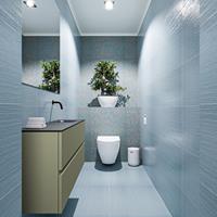 MONDIAZ ADA Toiletmeubel 100x30x50cm met 0 kraangaten 2 lades army mat Wastafel Lex rechts Solid Surface Zwart FK75342195