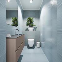 MONDIAZ ADA Toiletmeubel 120x30x50cm met 0 kraangaten 2 lades smoke mat Wastafel Lex rechts Solid Surface Zwart FK75342172