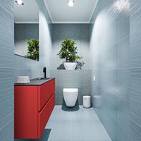 MONDIAZ ADA Toiletmeubel 100x30x50cm met 1 kraangaten 2 lades fire mat Wastafel Lex rechts Solid Surface Zwart FK75342252