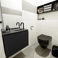 MONDIAZ OLAN Toiletmeubel 60x30x40cm met 1 kraangaten 1 lades urban mat Wastafel Lex rechts Solid Surface Zwart FK75342791