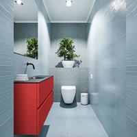 MONDIAZ ADA Toiletmeubel 100x30x50cm met 0 kraangaten 2 lades fire mat Wastafel Lex midden Solid Surface Zwart FK75342249