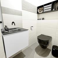 MONDIAZ OLAN Toiletmeubel 60x30x40cm met 0 kraangaten 1 lades talc mat Wastafel Lex midden Solid Surface Zwart FK75342759