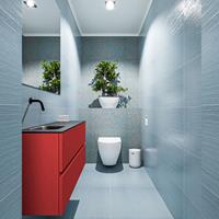 MONDIAZ ADA Toiletmeubel 100x30x50cm met 0 kraangaten 2 lades fire mat Wastafel Lex links Solid Surface Zwart FK75342251