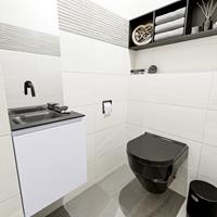 MONDIAZ OLAN Toiletmeubel 40x30x40cm met 0 kraangaten 1 lades cale mat Wastafel Lex links Solid Surface Zwart FK75342987