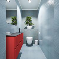 MONDIAZ ADA Toiletmeubel 120x30x50cm met 1 kraangaten 2 lades fire mat Wastafel Lex rechts Solid Surface Zwart FK75342258