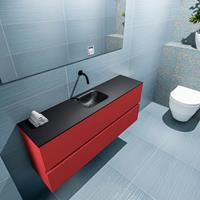 MONDIAZ ADA Toiletmeubel 120x30x50cm met 0 kraangaten 2 lades fire mat Wastafel Lex midden Solid Surface Zwart FK75342255