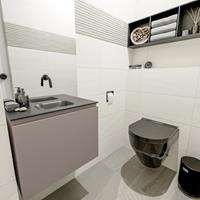 MONDIAZ OLAN Toiletmeubel 60x30x40cm met 0 kraangaten 1 lades smoke mat Wastafel Lex midden Solid Surface Zwart FK75342846