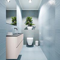 MONDIAZ ADA Toiletmeubel 100x30x50cm met 0 kraangaten 2 lades linen mat Wastafel Lex rechts Solid Surface Zwart FK75342282