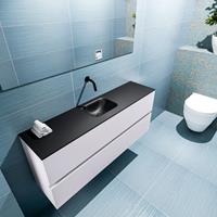 MONDIAZ ADA Toiletmeubel 120x30x50cm met 0 kraangaten 2 lades cale mat Wastafel Lex midden Solid Surface Zwart FK75342313