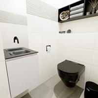 MONDIAZ OLAN Toiletmeubel 40x30x40cm met 0 kraangaten 1 lades linen mat Wastafel Lex midden Solid Surface Zwart FK75342956