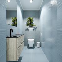 MONDIAZ ADA Toiletmeubel 100x30x50cm met 1 kraangaten 2 lades light brown grey mat Wastafel Lex links Solid Surface Zwart FK75342395