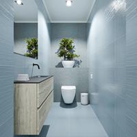 MONDIAZ ADA Toiletmeubel 100x30x50cm met 0 kraangaten 2 lades light brown grey mat Wastafel Lex rechts Solid Surface Zwart FK75342398