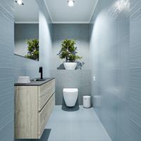 MONDIAZ ADA Toiletmeubel 100x30x50cm met 1 kraangaten 2 lades light brown grey mat Wastafel Lex midden Solid Surface Zwart FK75342393